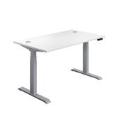 ECONOMY SIT STAND ELECTRONIC DESK 1200MM X 800MM WHITE TOP AND SILVER FRAME image