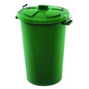 DUSTBIN WITH CLIP ON LID GREEN 90L 415697