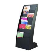 FAST PAPER BLACK CURVED LITERATURE DISPLAY (FLOOR STANDING DISPLAY WITH 8 COMPARTMENTS) 285.01