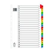 MULTICOLOURED A4 1-20 MYLAR INDEX WX01521