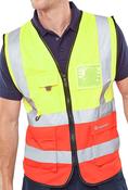 BEESWIFT TWO TONE EXECUTIVE WAISTCOAT SATURNYELLOW / RED S (PACK OF 1)