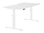 LEAP ELECTRONIC HEIGHT ADJUSTABLE SINGLE DESK WITH SCALLOPED BACK, 1600MM X 800MM - WHITE TOP AND WHITE FRAME image