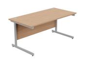 ASHFORD METAL LEG 1600MM X 800MM STRAIGHT DESK - SILVER LEG / BEECH TOP image