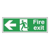 SAFETY SIGN FIRE EXIT RUNNING MAN ARROW LEFT 150X450MM SELF-ADHESIVE E97A/S  (PACK OF 1) image