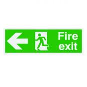SAFETY SIGN NITEGLO FIRE EXIT RUNNING MAN ARROW LEFT 150X450MM PVC FX04311M  (PACK OF 1) image