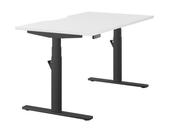 LEAP ELECTRONIC HEIGHT ADJUSTABLE SINGLE DESK WITH SCALLOPED BACK, 1400MM X 800MM - WHITE TOP AND BLACK FRAME image