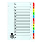 Q-CONNECT 1-12 INDEX EXTRA WIDE REINFORCED MULTI-COLOUR TABS KF76985