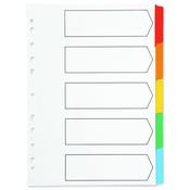 Q-CONNECT 5-PART INDEX MULTI-PUNCHED REINFORCED BOARD MULTI-COLOUR BLANK TABS A4 WHITE KF01525