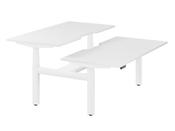 LEAP ELECTRONIC HEIGHT ADJUSTABLE TWIN BENCH DESK WITH SCALLOPED BACK, 1600MM X 800MM - WHITE TOP AND WHITE FRAME