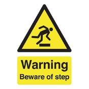 SAFETY SIGN WARNING BEWARE OF STEP A5 SELF-ADHESIVE HA21451S( PACK OF 1) image