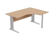 KOMO CRESCENT DESK 1600 X 1200MM RIGHT HAND - SILVER LEG / BEECH TOP image