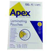 FELLOWES APEX A3 LIGHT LAMINATING POUCHES CLEAR (PACK OF 100) 6001901