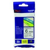 BROTHER P-TOUCH 6MM BLACK ON WHITE TZE211 LABELLING TAPE (PACK OF 1)