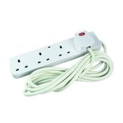 4-WAY 13 AMP 2 METRE EXTENSION LEAD WHITE WITH NEON LIGHT CEDTS4213M
