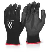BEESWIFT PU COATED GLOVE BLACK BLACK L  (PACK OF 10)