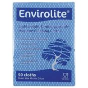 ENVIROLITE LIGHTWEIGHT 480X360MM BLUE ALL PURPOSE CLOTHS (PACK OF 50) ELF500