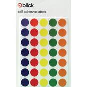BLICK COLOURED LABELS IN BAGS ROUND 13MM DIA 20 LABELS PER SHEET 140 PER BAG ASSORTED (PACK OF 2800) RS004950 (PACK OF 20 BAGS)