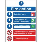 SAFETY SIGN FIRE ACTION SYMBOLS A4 SELF ADHESIVE FR09950S  (PACK OF 1)