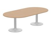 KITO OVAL MEETING TABLE SILVER CYLINDER BASE 2400MM X 1200MM - BEECH image