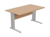 KOMO STRAIGHT DESK 1400 X 800MM - SILVER LEG / BEECH TOP image