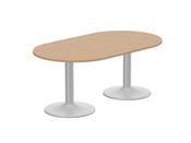 KITO OVAL MEETING TABLE SILVER CYLINDER BASE 1800MM X 1000MM - BEECH image