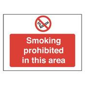 SAFETY SIGN SMOKING PROHIBITED IN THIS AREA 450X600MM PVC P35Z/R (PACK OF 1) image
