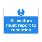 SAFETY SIGN 450X600MM ALL VISITORS MUST REPORT TO RECEPTION PVC M78AR (PACK OF 1) image