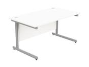 ASHFORD METAL LEG 1400MM X 800MM STRAIGHT DESK - SILVER LEG / WHITE TOP image