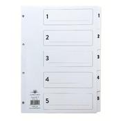 CONCORD CLASSIC INDEX 1-5 A4 WHITE BOARD CLEAR MYLAR TABS 00501/CS5