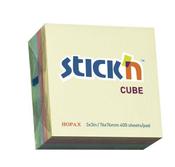 STICKN CUBE, 76X76, PASTEL MIXED COLOURS, 400SHEETS PER CUBE (PACK OF 1)