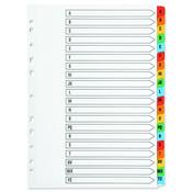 Q-CONNECT MULTI-PUNCHED A-Z 20-PART REINFORCED MULTI-COLOUR A4 INDEX PRE-PRINTED TABS KF01523