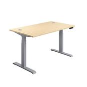 ECONOMY SIT STAND ELECTRONIC DESK 1200MM X 800MM MAPLE TOP AND SILVER FRAME image