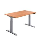 ECONOMY SIT STAND ELECTRONIC DESK 1600MM X 800MM BEECH TOP AND SILVER FRAME