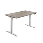 ECONOMY SIT STAND ELECTRONIC DESK 1600MM X 800MM GREY OAK TOP AND WHITE FRAME