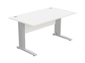 KOMO STRAIGHT DESK 1400 X 800MM - SILVER LEG / WHITE TOP image