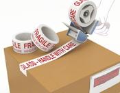 VINYL TAPE PRINTED FRAGILE 50MMX66M WHITE RED (PACK OF 6) PPVC-FRAGILE