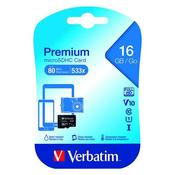 VERBATIM MICRO SDHC MEMORY CARD CLASS 10 16GB 44010 image