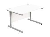 ASHFORD METAL LEG 1200MM X 800MM STRAIGHT DESK - SILVER LEG / WHITE TOP image