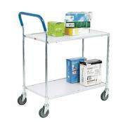 METALLIC GREY AND WHITE ZINC PLATED 2 TIER SERVICE TROLLEY 375424