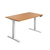 ECONOMY SIT STAND ELECTRONIC DESK 1200MM X 800MM NOVA OAK TOP AND WHITE FRAME image