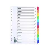 Q-CONNECT MULTI-PUNCHED JANUARY-DECEMBER REINFORCED MULTI-COLOUR A4 INDEX PRE-PRINTED TABS KF01524
