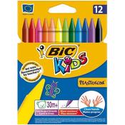 BIC KIDS PLASTIDECOR CRAYONS LONG-LASTING SHARPENABLE WALLET VIVID ASSORTED COLOURS REF 920299 [PACK 12] image