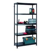 BARTON 5 TIER PLASTIC SHELVING 1840X900X400MM BLACK G09045