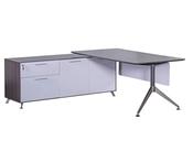 NERO CHAMFERED TOP EXECUTIVE DESK WITH LEFT HAND RETURN STORAGE ANTHRACITE W2150MM image