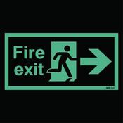 SAFETY SIGN NITEGLO FIRE EXIT RUNNING MAN ARROW RIGHT 150X450MM SELF-ADHESIVE NG26A/S  (PACK OF 1) image