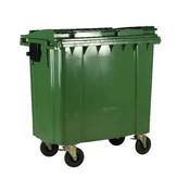 WHEELIE BIN WITH FLAT LID 1100 LITRE GREEN (MADE OF UV STABILISED POLYETHYLENE) 377395