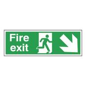 SAFETY SIGN FIRE EXIT RUNNING MAN ARROW DOWN/RIGHT 150X450MM SELF-ADHESIVE E99S/S  (PACK OF 1) image