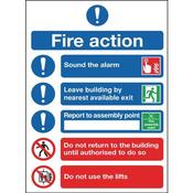 SAFETY SIGN FIRE ACTION SYMBOLS A4 PVC FR09950R  (PACK OF 1) image