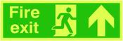 SAFETY SIGN NITEGLO FIRE EXIT RUNNING MAN ARROW UP 150X450MM PVC FX04711M  (PACK OF 1) image