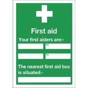 SAFETY SIGN FIRST AID 600X450MM SELF-ADHESIVE E91A/S (PACK OF 1)